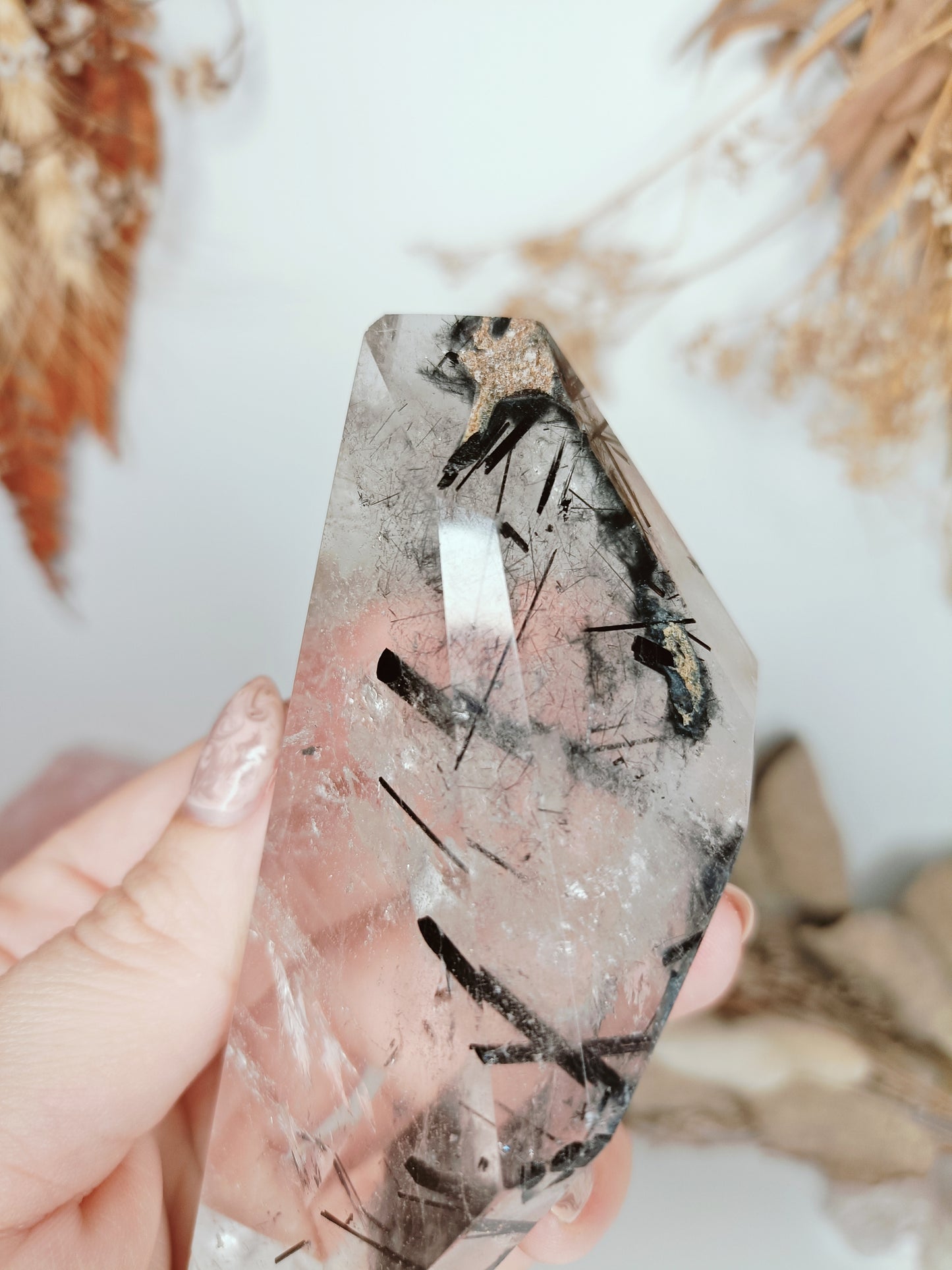 Black Tourmaline in Quartz Freeform