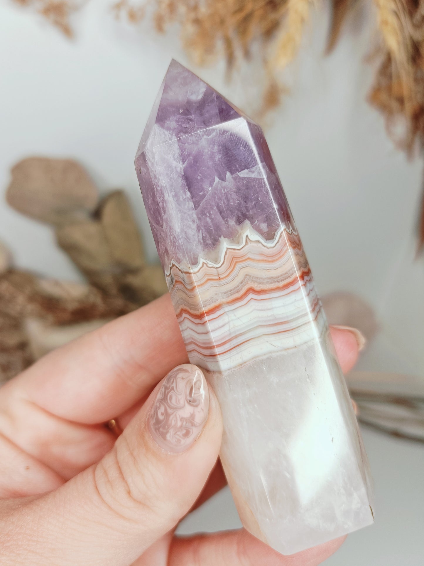 Amethyst & Banded Agate Point