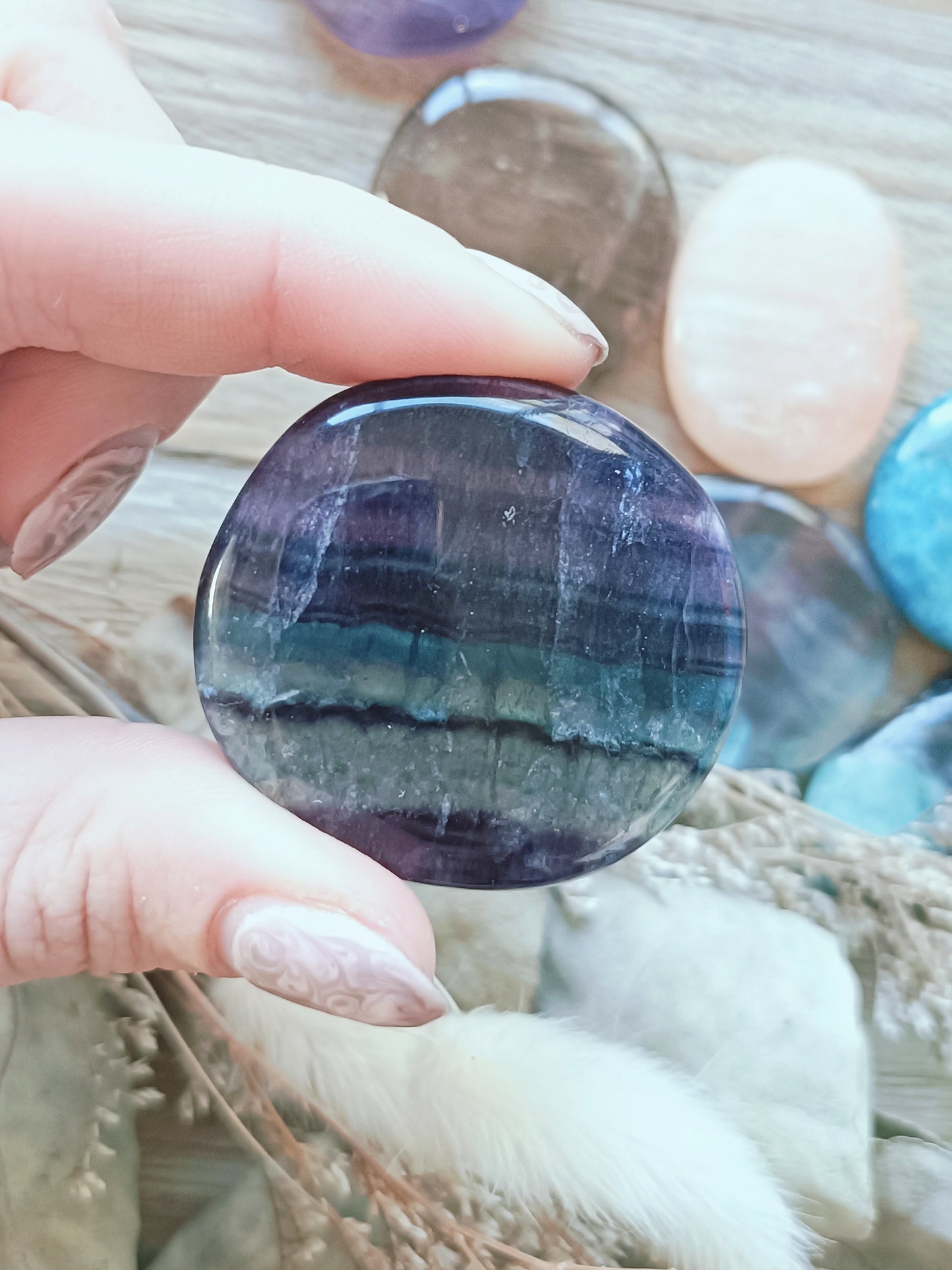 Rainbow Fluorite Flat Stone (B)