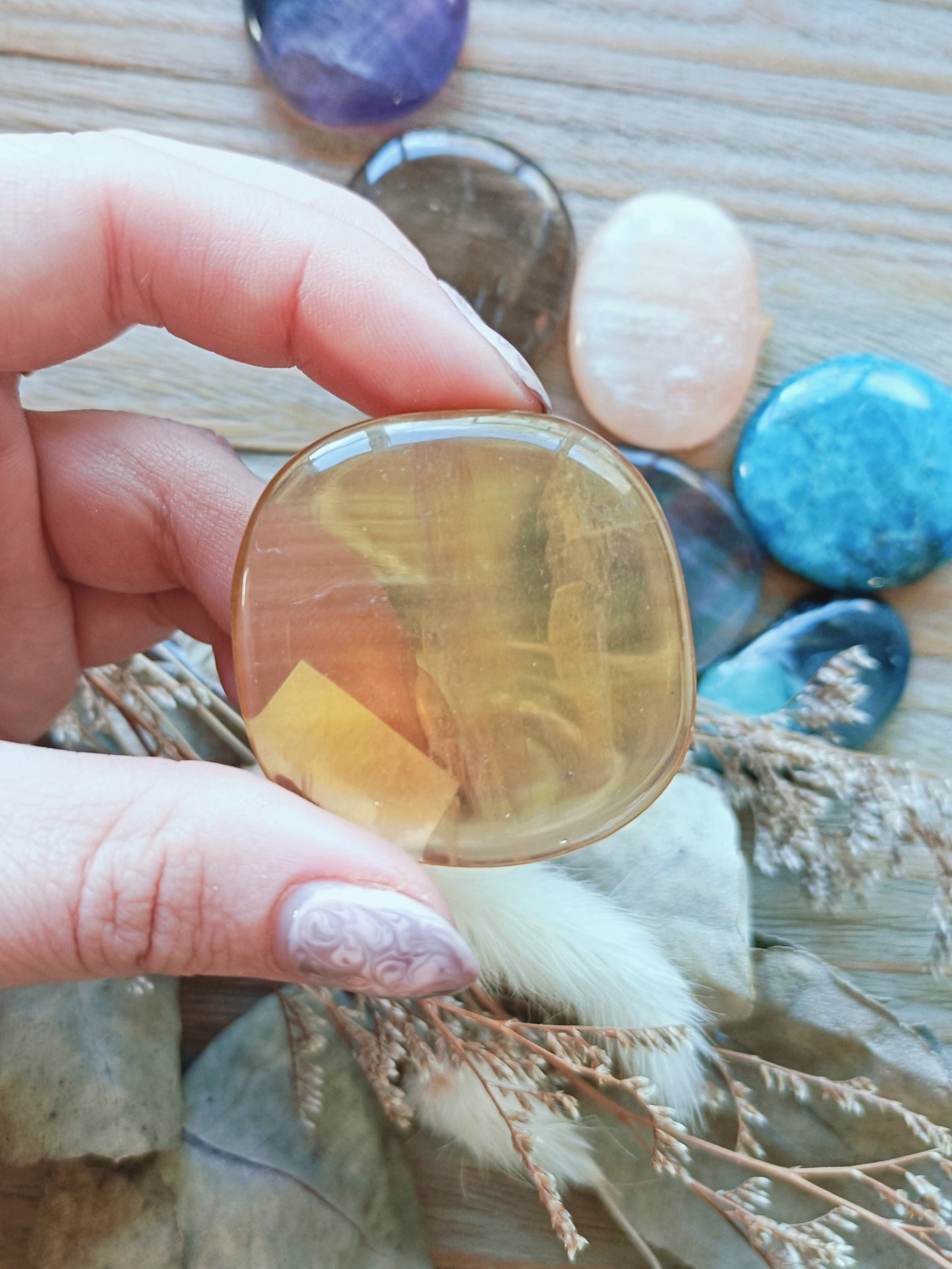 Yellow Fluorite Flat Stone