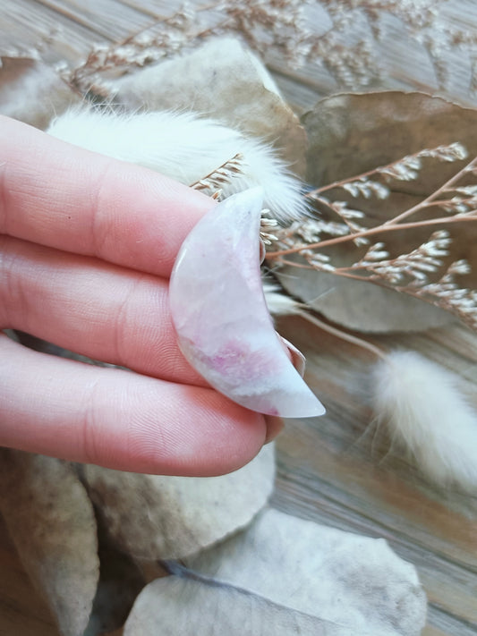 Pink Tourmaline in Quartz Crescent Moon