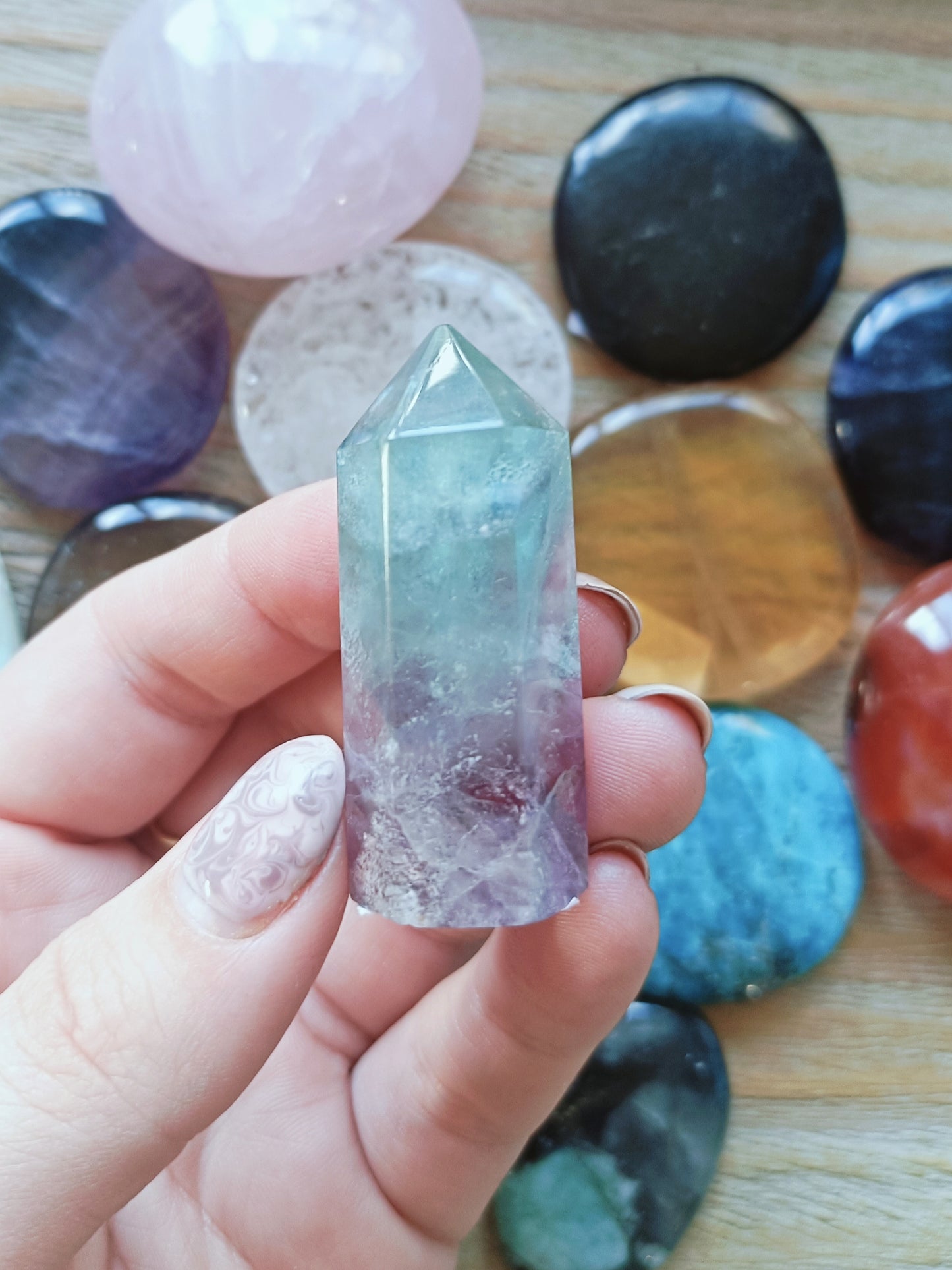 Petite Watermelon Fluorite Point